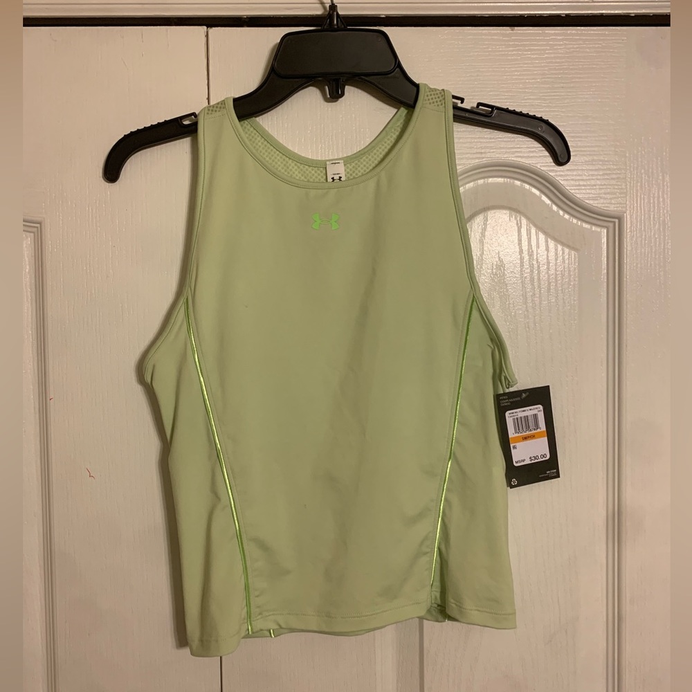 Women’s Under Amour Fitted Heat Gear Top Color Lime Green size Small Petite